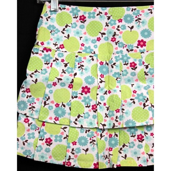 2007 Gymboree Candy Apple 10 Slim Skorts Pleated Double Layer Green Flower Adjus - Picture 4 of 6